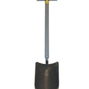 T-handle shovel with a metal blade.