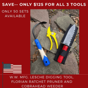 Garden tool set on stone surface.