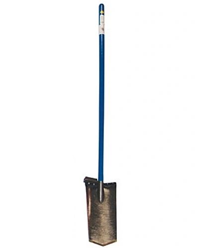 Blue-handled long square shovel