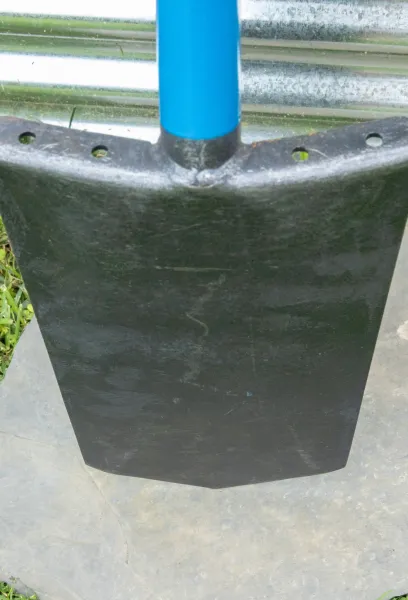 Square shovel with blue handle