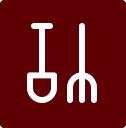 Shovel and pitchfork gardening tools icon