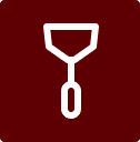 White spatula icon on red background